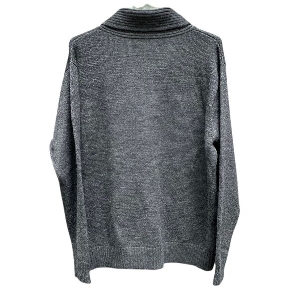 Johnston & Murphy Gray Merino Wool Shawl Neck Sweater Size L Classic Preppy - Picture 5 of 13